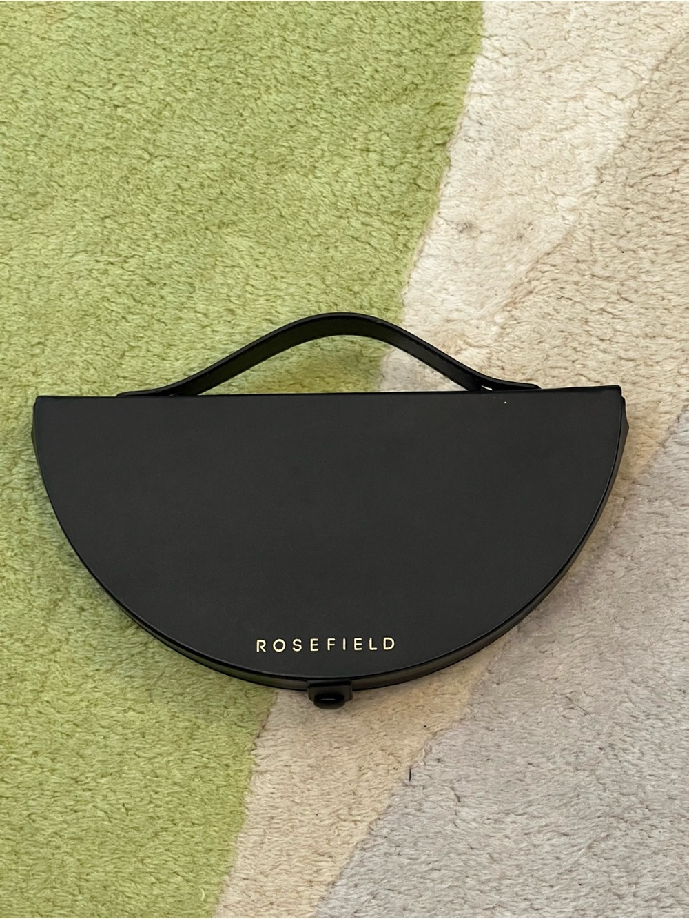 ROSEFIELD Semi-Circle Faux Leather Travel Lined Jewelry Pouch Black Half-Moon